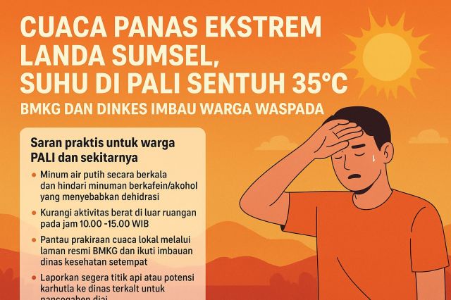 Cuaca Panas Ekstrem Landa Sumsel, Suhu di PALI Sentuh 35°C — BMKG dan Dinkes Imbau Warga Waspada