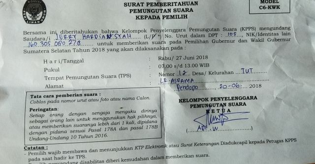Pilkada 2018, Banyak Warga PALI Tak dapat Undangan Memilih