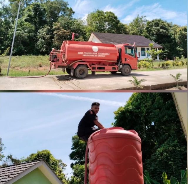 Wujud Kepedulian, BPBD PALI Bantu Air Bersih untuk Kegiatan Siswa dan Lingkungan Sekolah