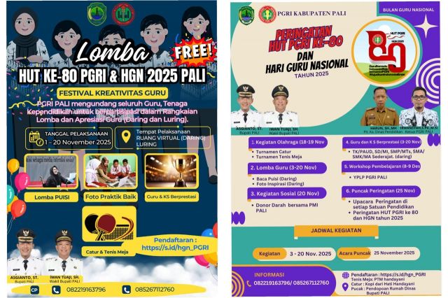 Semarak HUT ke-80 PGRI dan Hari Guru Nasional 2025 di PALI: Penuh Lomba, Kreativitas, dan Apresiasi