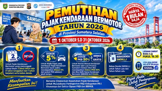 Pemutihan Pajak Kendaraan Bermotor Sumsel Dimulai Hari ini, Warga PALI Diminta Manfaatkan Program