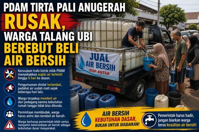 PDAM Rusak, Warga Talang Ubi Berebut Beli Air Bersih